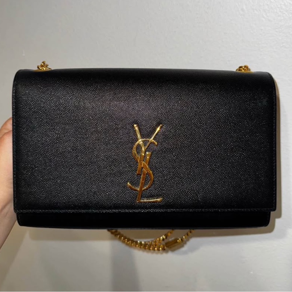 Yves Saint Laurent Black Crossbody Bag with Gold Hardware